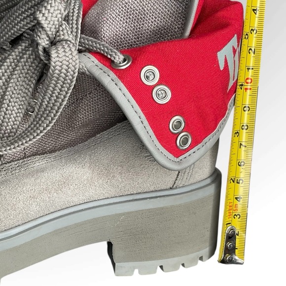 Timberland Carnaby Fold-Down Grey Red Boots Womens Size 6 Waterproof Minimalist - Picture 9 of 9